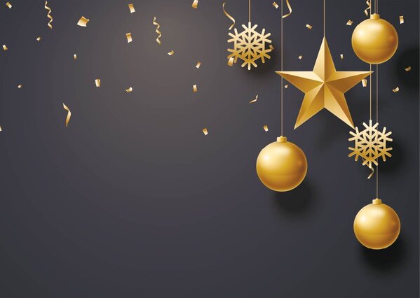 Weihnachts-Tischset Vinyl | Weihnachtskugeln Schwarz Gold