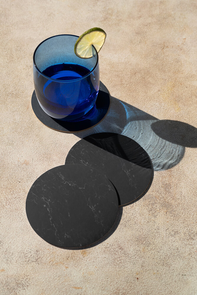 vloerkledenopvinyl.nl Vinyl Onderzetters | set van 6 stuks | Dark marmer