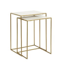 Nordal Nordal - Side tables, tafel s/2, white marble, brass - Bijzettafels, set van 2 - Wit marmer/messing