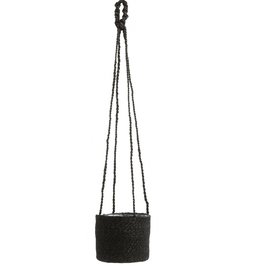 Nordal JUTE hanging pot with pvc inside, black