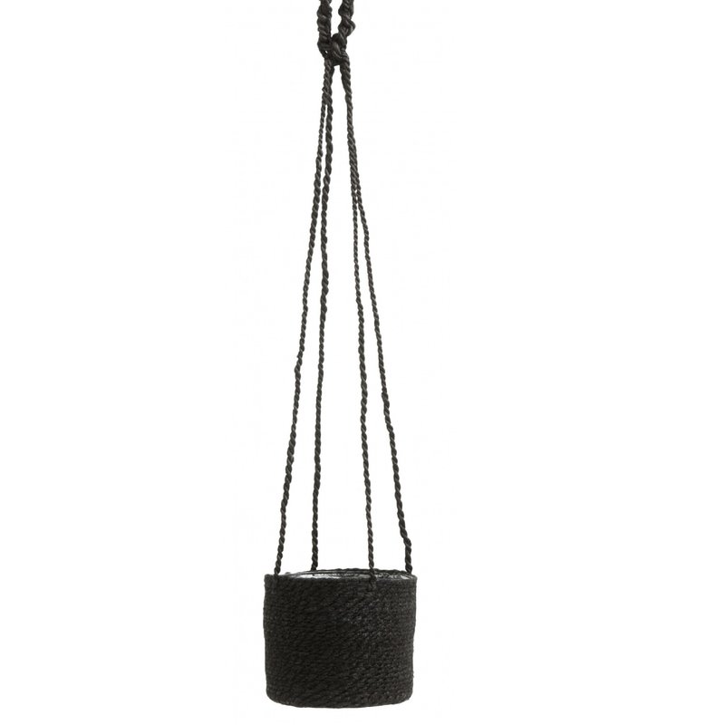 Nordal JUTE hanging pot with pvc inside, black