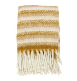 Nordal Blanket, mustard/off white, mohair look plaid