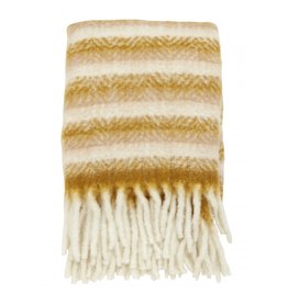 Nordal Blanket, mustard/off white, mohair look plaid