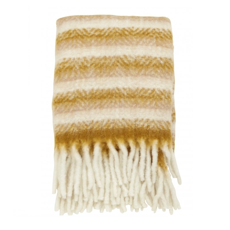 Nordal Blanket, mustard/off white, mohair look plaid