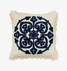 Nordal Sierkussen Ursa off white/blauw 48 x 48