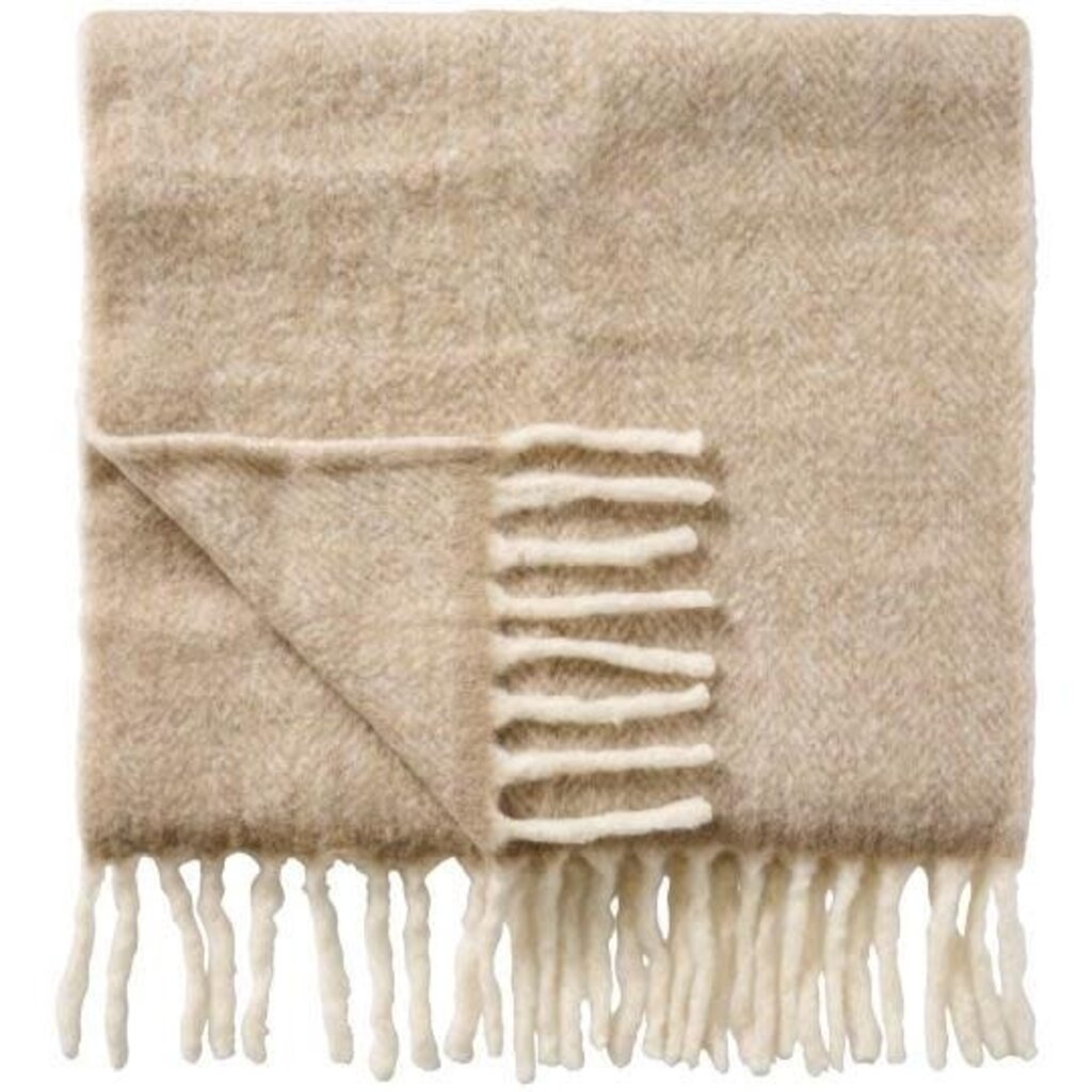 IB Laursen Plaid sand melange met franjes