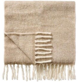 IB Laursen Plaid sand melange met franjes