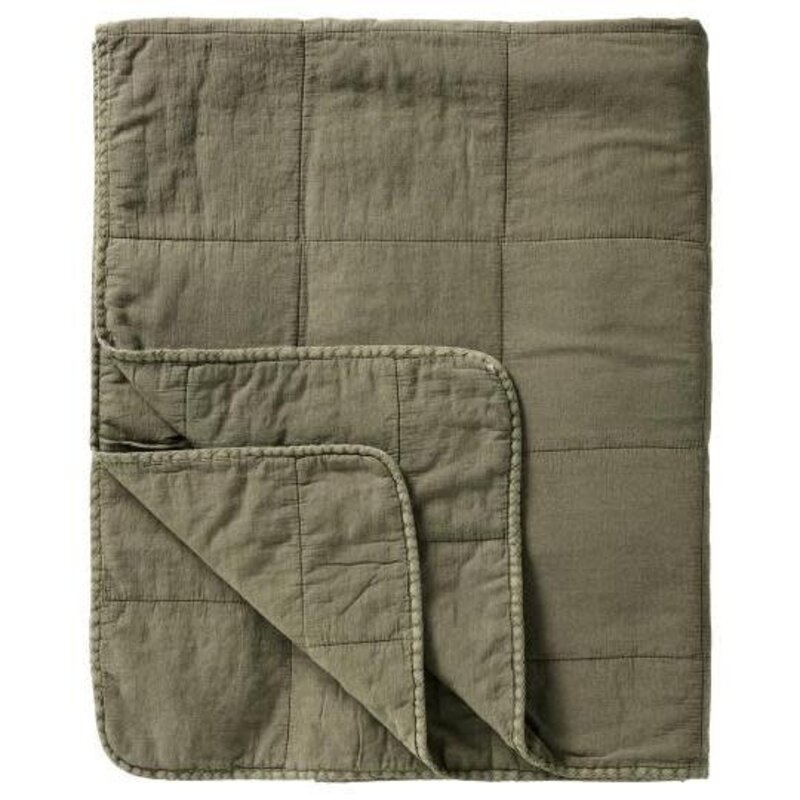 IB Laursen Plaid vintage bedspread, eucalyptus green, 240x240cm