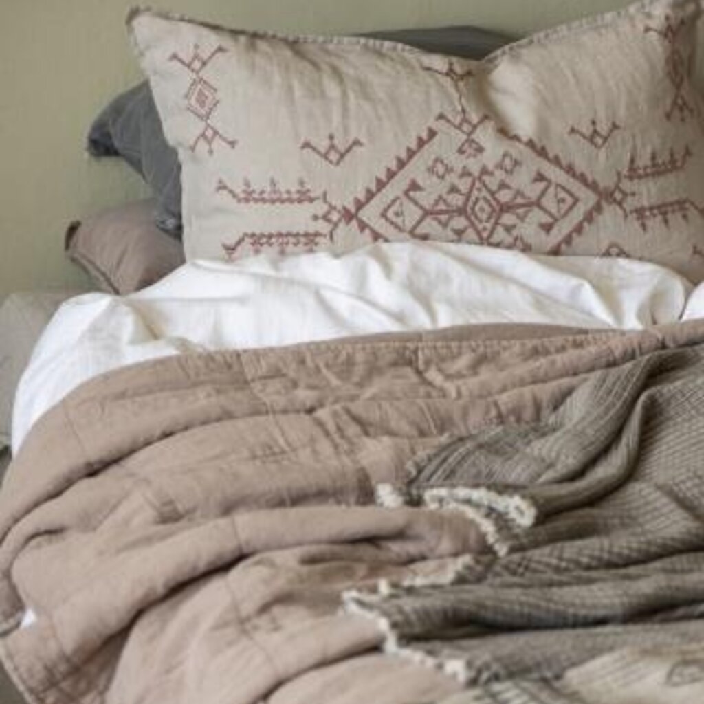 IB Laursen Plaid vintage bedspread, burned rose, 240x240cm