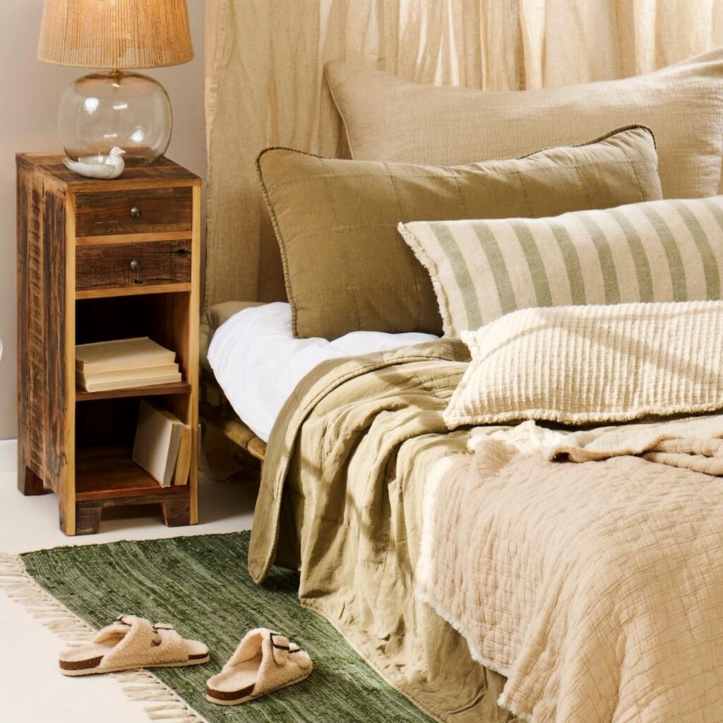 IB Laursen Plaid vintage bedspread, eucalyptus green, 240x240cm