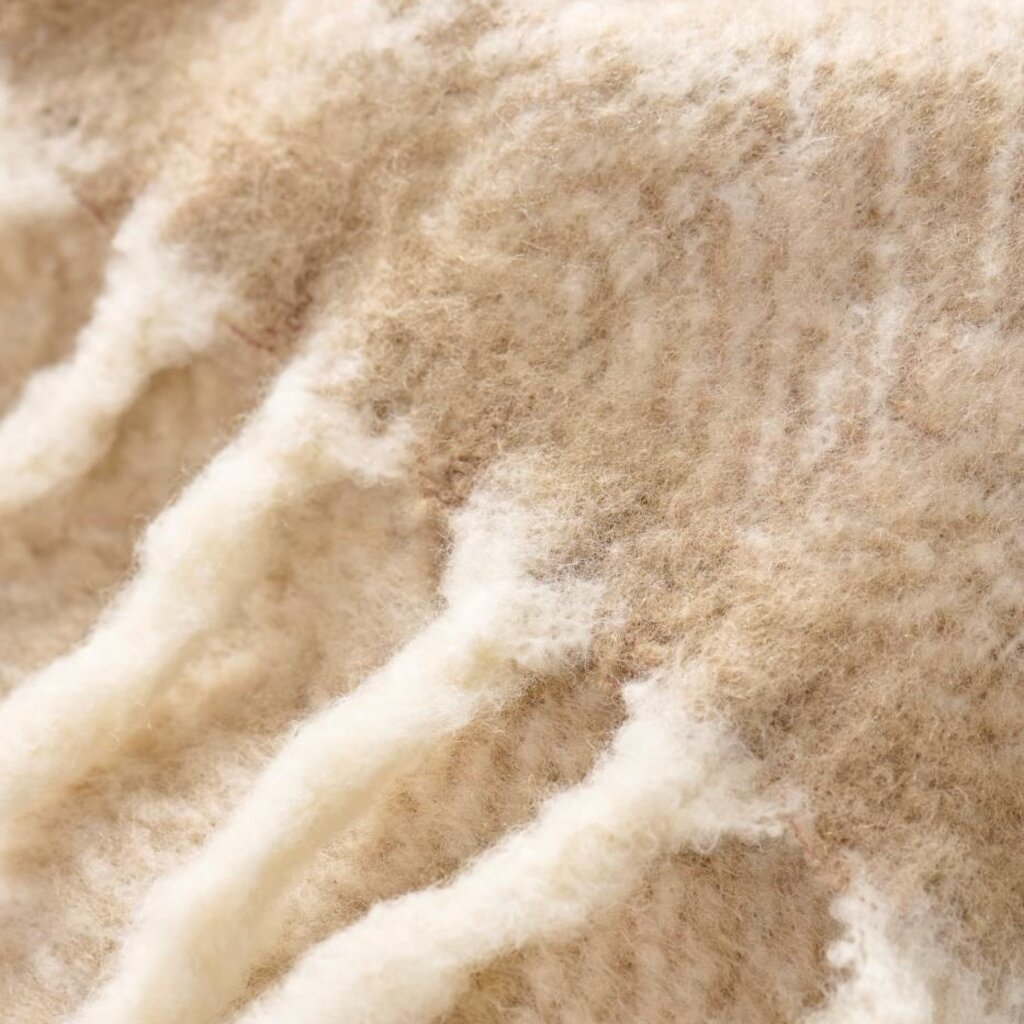 IB Laursen Plaid sand melange met franjes