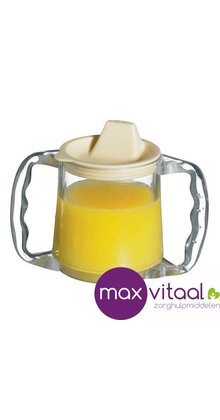 Drinkbeker transparant, 2 grote handgrepen, tuitdeksel