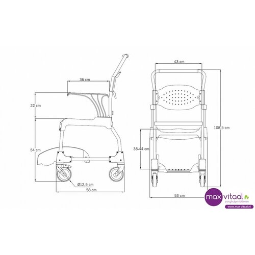 Mobiele douche- en toiletstoel -