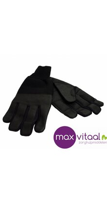 Lederen winterhandschoenen zwart -