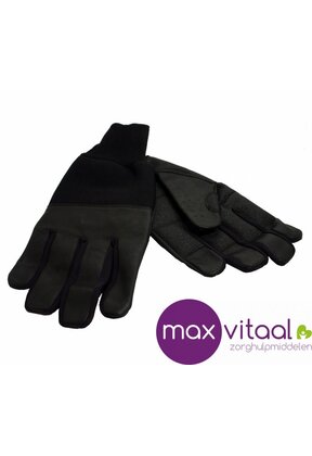Lederen winterhandschoenen zwart -