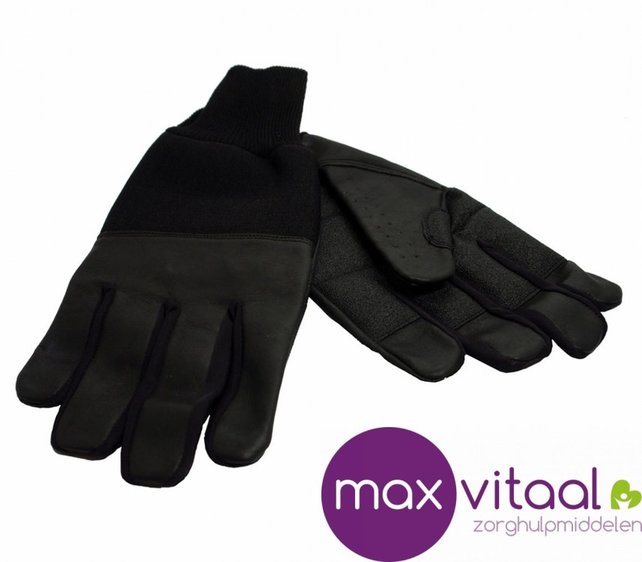 Lederen winterhandschoenen zwart - Lederen winterhandschoenen zwart -