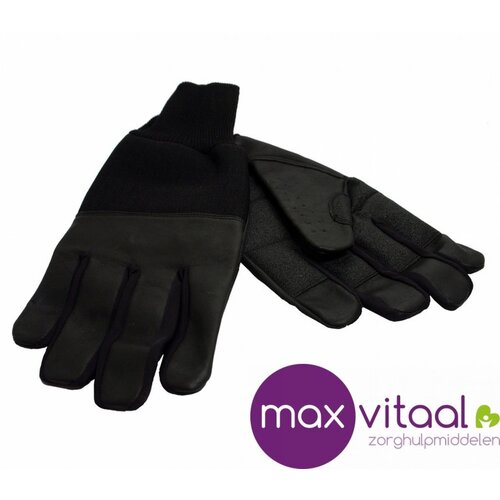 Lederen winterhandschoenen zwart -