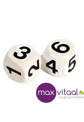Dobbelsteen met cijfers groot WIT (6 stuks)