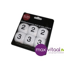 Dobbelsteen met cijfers groot WIT (6 stuks)