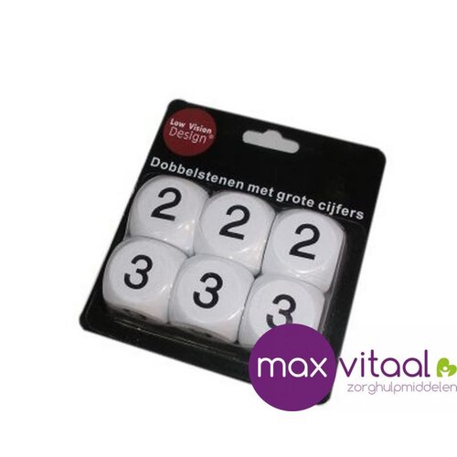 Dobbelsteen met cijfers groot WIT (6 stuks)