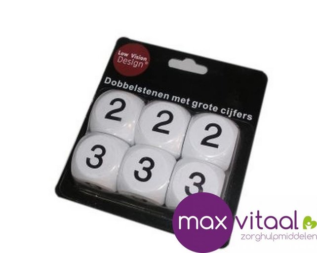 Dobbelsteen met cijfers groot WIT (6 stuks) Dobbelsteen met cijfers groot WIT (6 stuks)