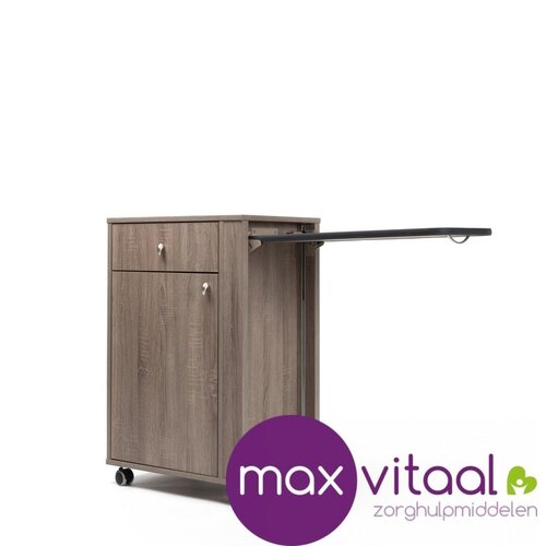 Nachtkast 385, verrijdbaar en voorzien van tafelblad