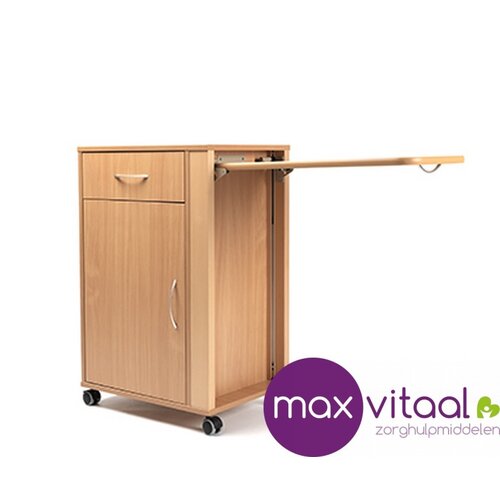 Nachtkast 385, verrijdbaar en voorzien van tafelblad