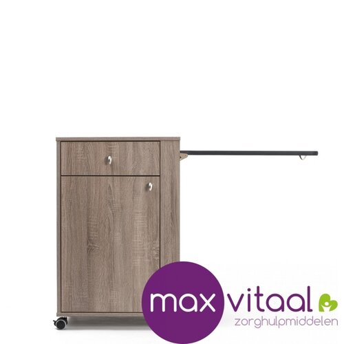 Nachtkast 385, verrijdbaar en voorzien van tafelblad