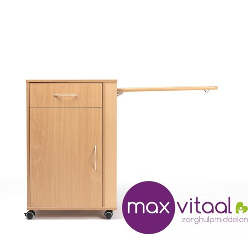 Nachtkast 385, verrijdbaar en voorzien van tafelblad