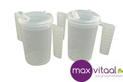 Drinkbeker, 2 platte handgrepen, 2 tuitdeksels (kleine/grote opening)