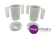 Drinkbeker, 2 platte handgrepen, 2 tuitdeksels (kleine/grote opening)