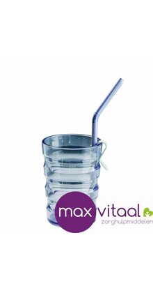 Drinkbeker geribbeld Sure Grip - rietjeshouder