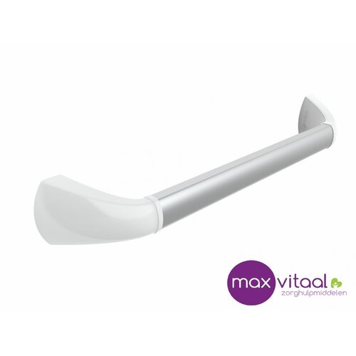 Wandbeugel zilverkleurig met afdekkappen in mat wit