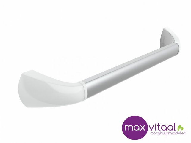 Wandbeugel zilverkleurig met afdekkappen in mat wit