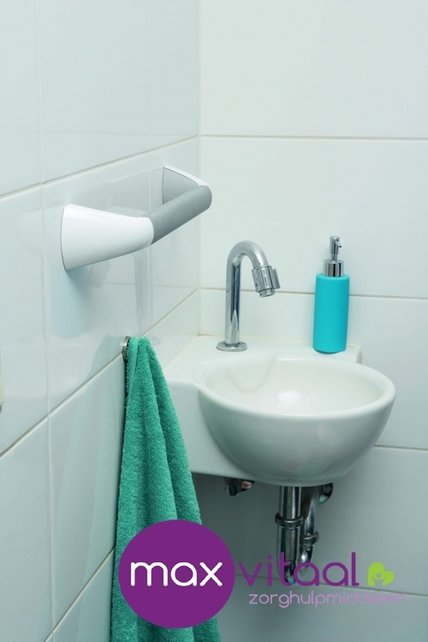 Wandbeugel zilverkleurig met afdekkappen in mat wit