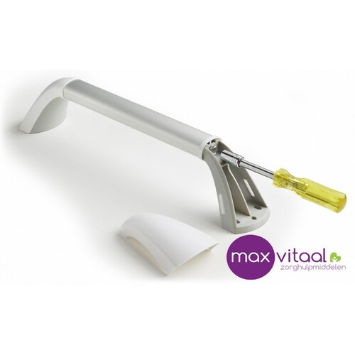 Wandbeugel zilverkleurig met afdekkappen in mat wit