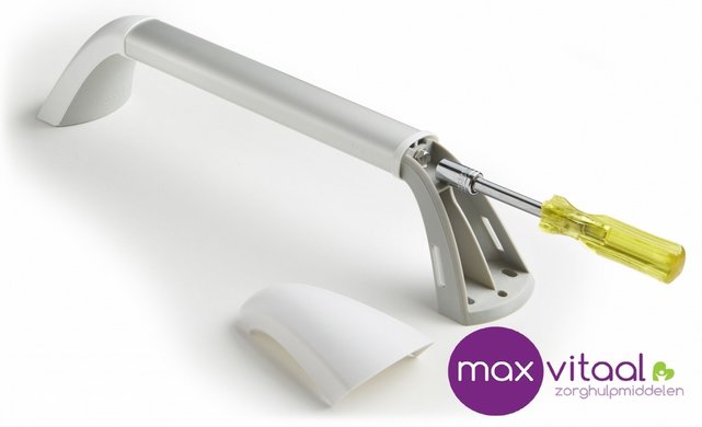 Wandbeugel zilverkleurig met afdekkappen in mat wit