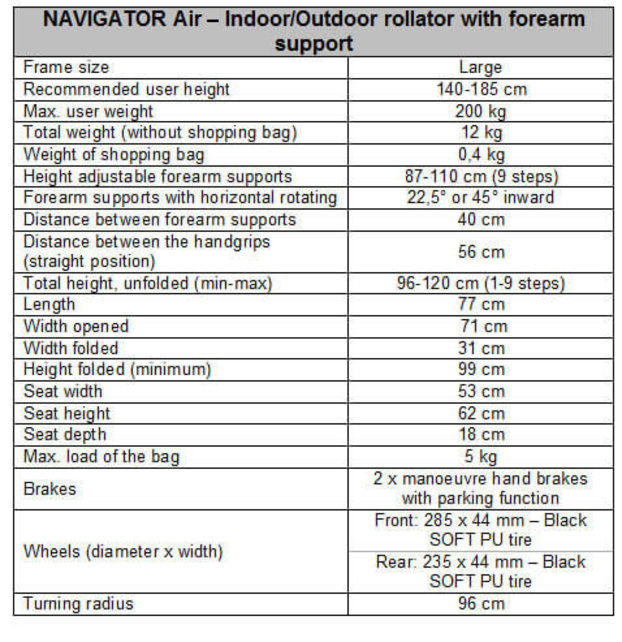 Navigator Air Forearm Walker rollator champagne L