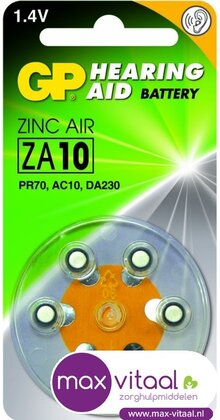 Zink Air hoorapparaat batterijen - ZA10, blister 6 stuks