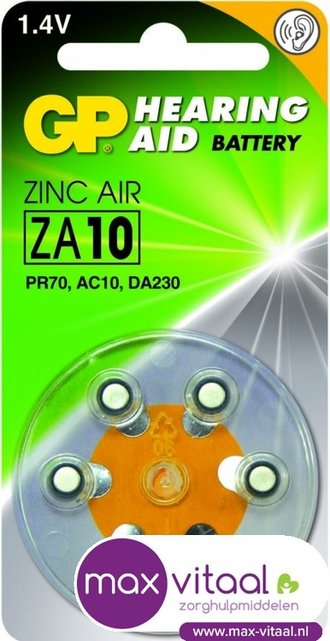 Zink Air hoorapparaat batterijen - ZA10, blister 6 stuks