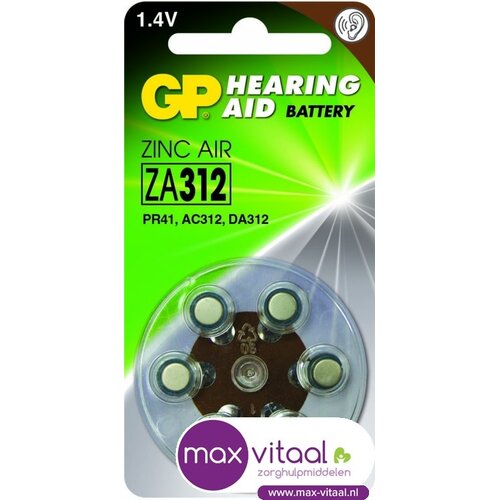 Zink Air hoorapparaat batterijen - ZA312, blister 6 stuks