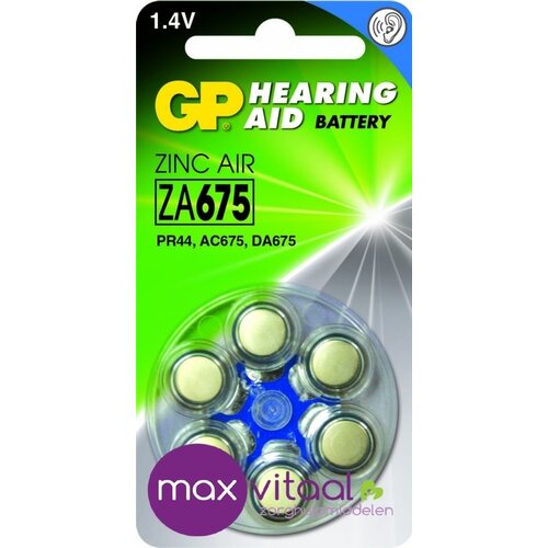 Zink Air hoorapparaat batterijen - ZA675 (blister  6 stuks)