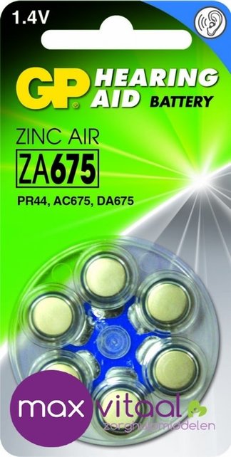 Zink Air hoorapparaat batterijen - ZA675 (blister  6 stuks) Zink Air hoorapparaat batterijen - ZA675 (blister  6 stuks)