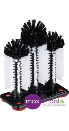 Spoelborstel (3st) op zuignap 18cm
