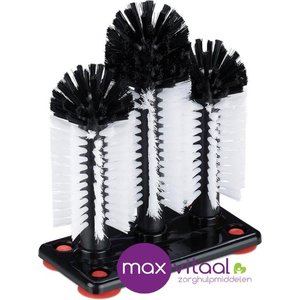 Spoelborstel (3st) op zuignap 18cm