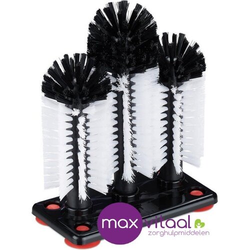 Spoelborstel (3st) op zuignap 18cm