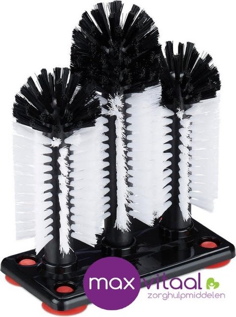 Spoelborstel (3st) op zuignap 18cm