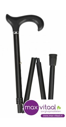Luxe opvouwbare wandelstok - met soft Derby handvat  Zwart