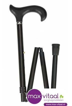 Luxe opvouwbare wandelstok - met soft Derby handvat  Zwart