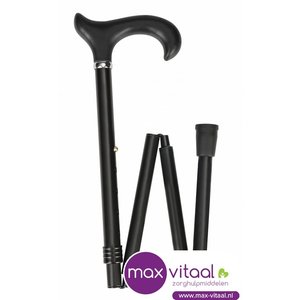 Luxe opvouwbare wandelstok - met soft Derby handvat  Zwart